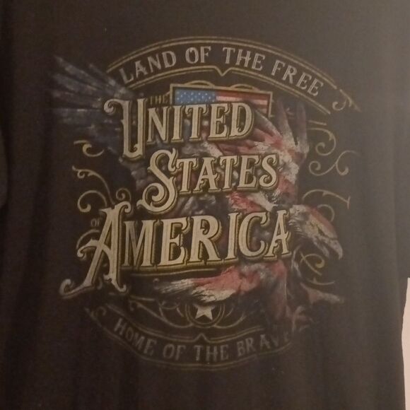 Great American Lakes & Timber Land of the Free Black Graphic T-shirt XL - Picture 1 of 4